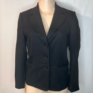 Talbots 99% Wool Blend Blazer Black Button Front Front pockets Size 0 Petites